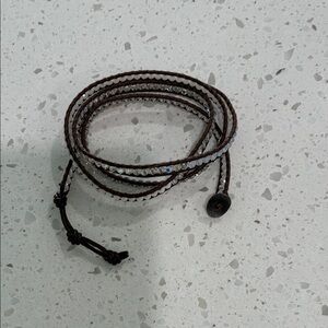 Chan Luu Brown Leather Crystal Wrap Bracelet